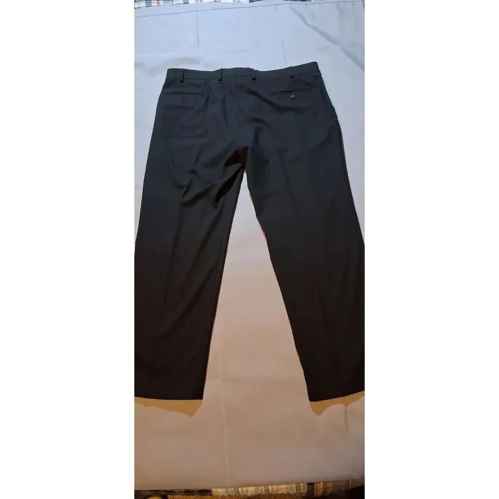 Chaps Mens Two-Piece Suit Black 46R Blazer Jacket 40x30 Pants Formal 52% Wool